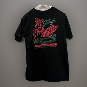 Tony Hawk Poolside Pies Graphic T-Shirt Black Medium M Skate Retro Pizza Tee